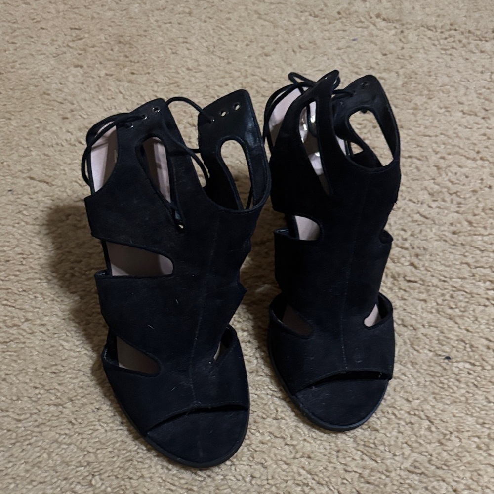 Mossimo Supply Co. Black Cutout Lace-Up Heeled Sandals